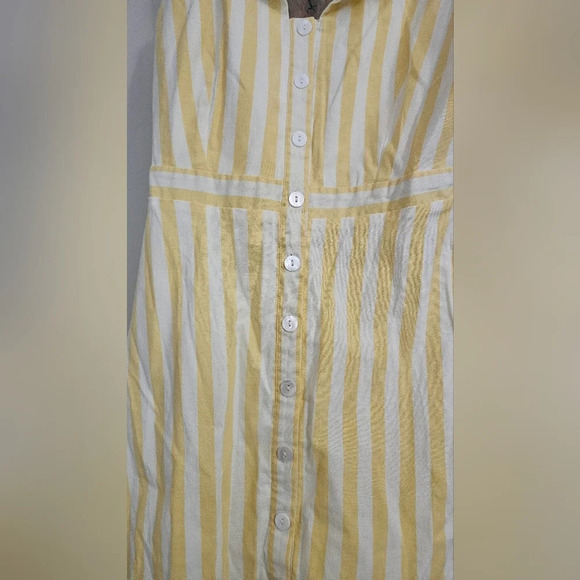 WAYF Bolton Mini Dress Striped Yellow Button Up. Size medium - Picture 5 of 10